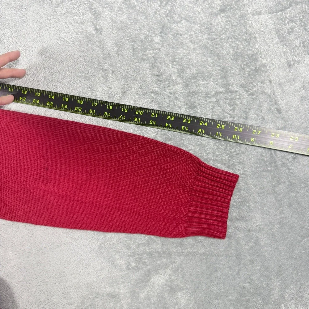 Vintage Polo Ralph Lauren Mens L Quarter Zip Sweater Red Cotton Knit Mock Neck
